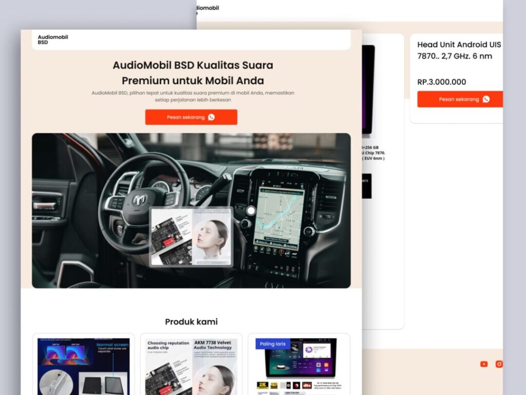 tampilan website audiomobil BSD