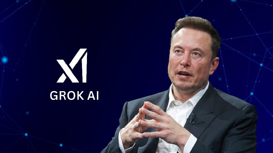 Logo Grok AI dengan Elon Musk, Chatbot Canggih Berbasis AI dari Pendiri xAI